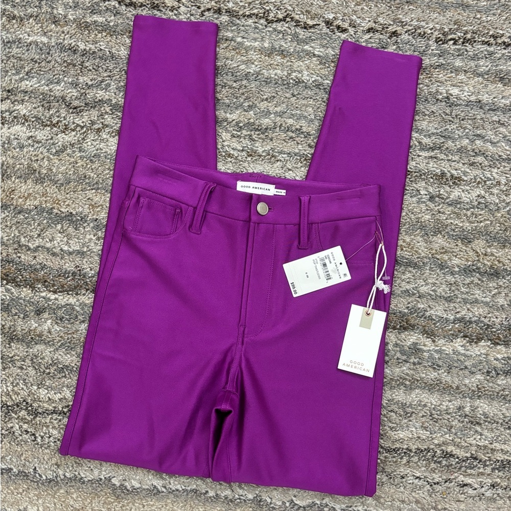 Good American High Rise Skinny Jeans Sz 00/24 NWT | Good American Purple Skinny- - Picture 8 of 13